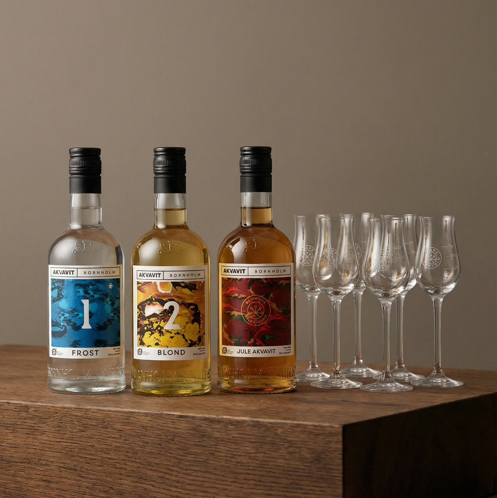 Årets Akvavit Pakke med tre akvavitter – gavepakke fra Bornholm Spirits