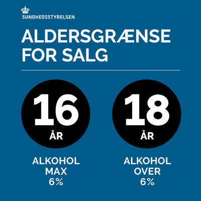 Sundhedsstyrelsen: Aldersgrænse for salg – 16 år for alkohol max 6 %, 18 år for alkohol over 6 %