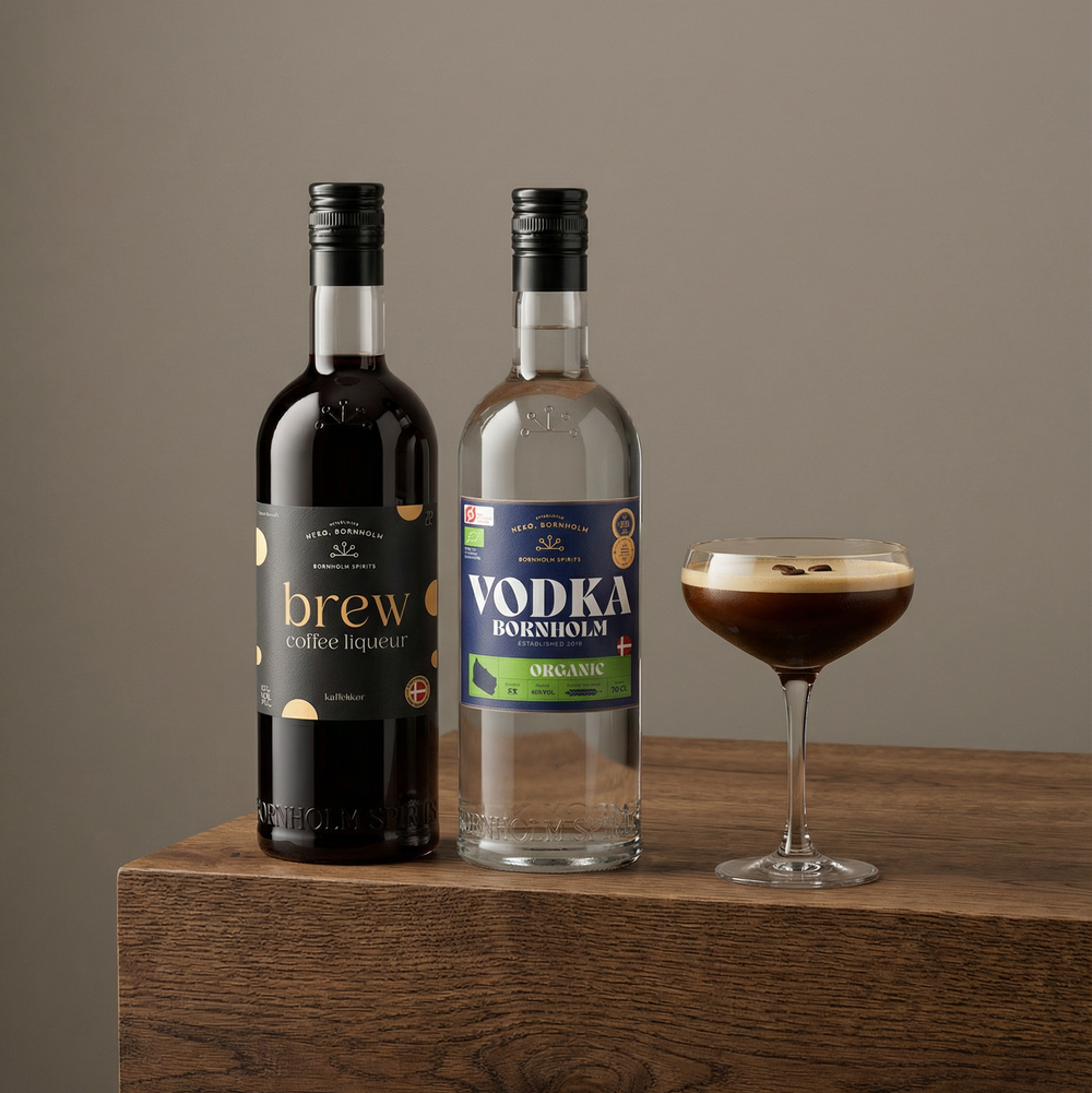 Espresso Martini Cocktail Sæt med Brew Kaffelikør og Vodka Bornholm